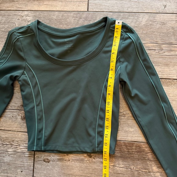 Nike One Dri Fit Long Sleeve Crop Top Green XS Athletic Athleisure - Picture 8 of 9